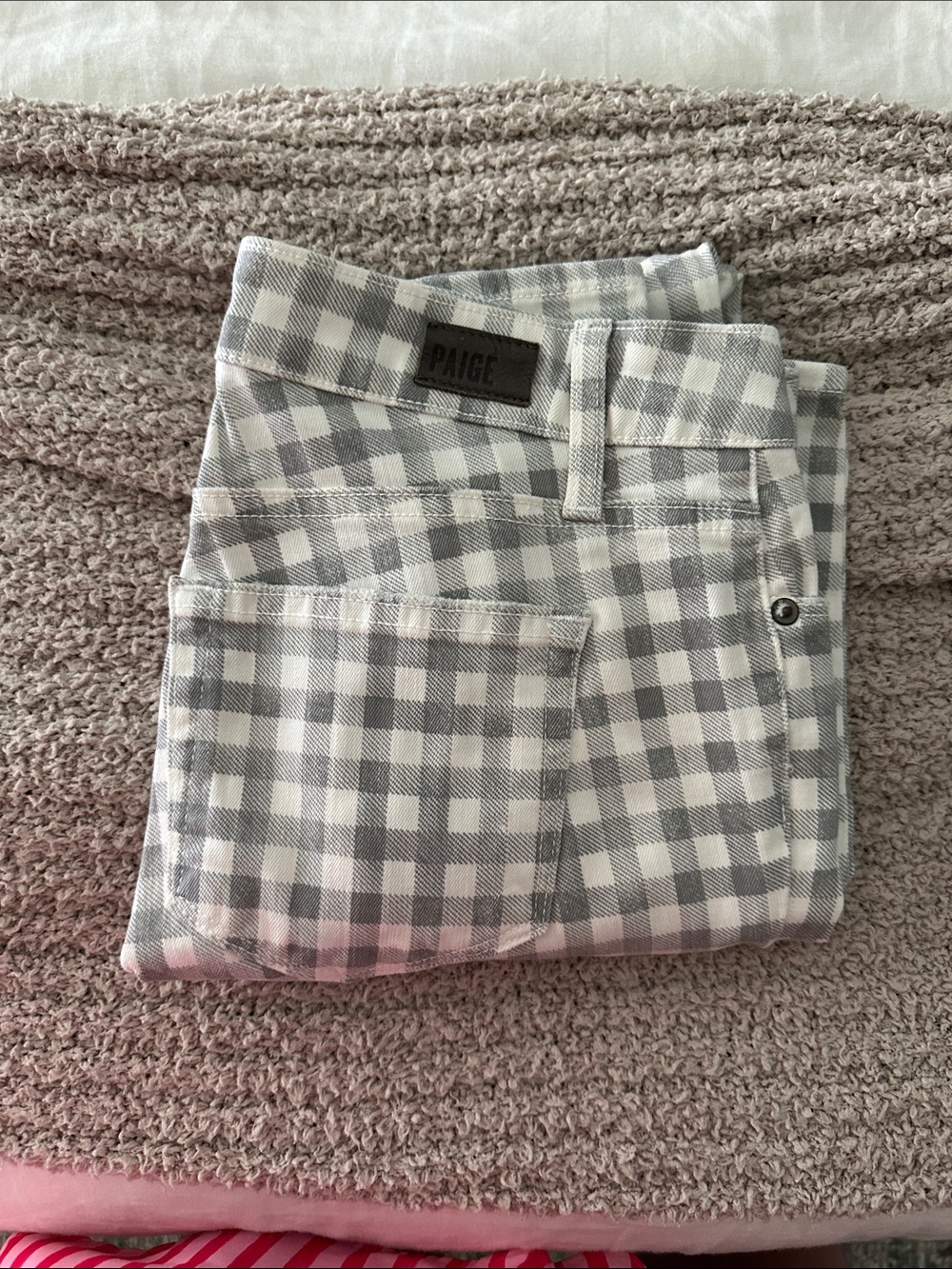 PAIGE Gray and White Gingham Jeans - Verdugo Ankle